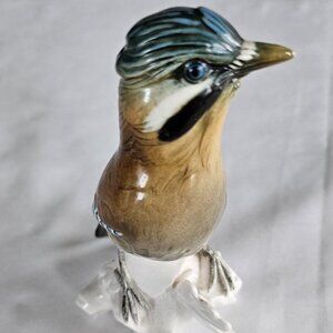 19th Century Fine Porcelain " blue Jay "Bird Figurine by Karl Ens Germany